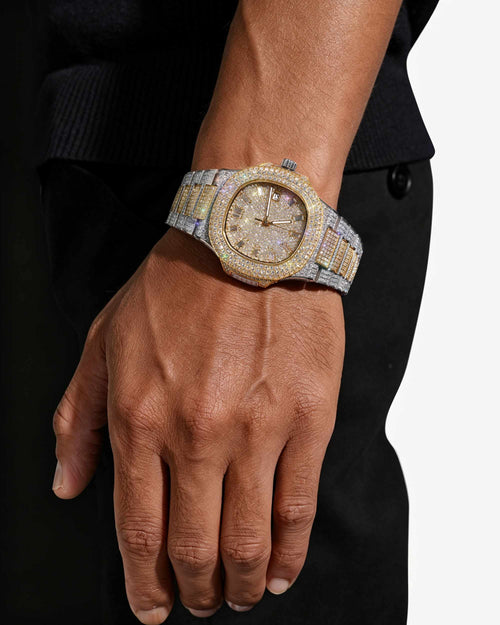 Circle Face Moissanite Watch 14K Yellow Gold px model
