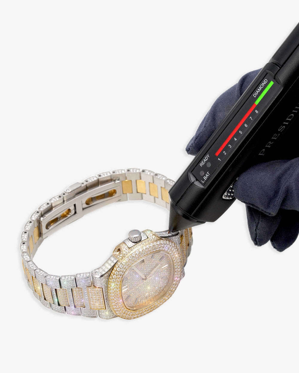 Circle Face Moissanite Watch 14K Yellow Gold px test