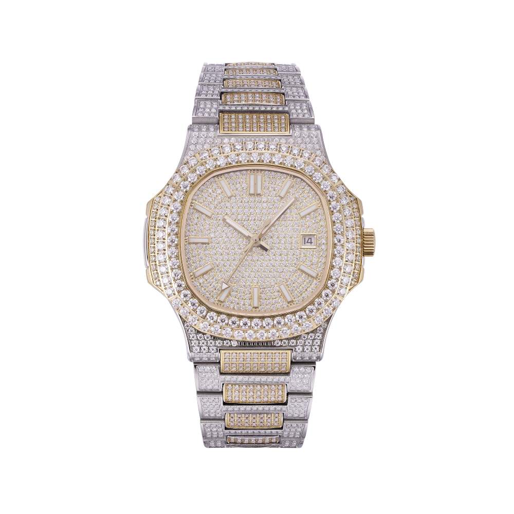 Circle Face Moissanite Watch 14K Yellow Gold 2