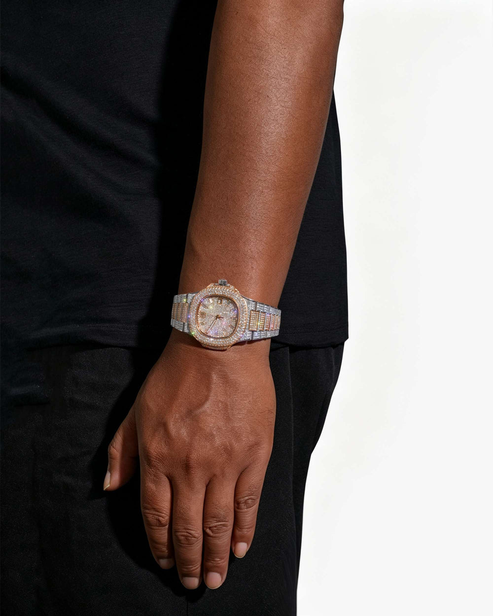 Circle Face Moissanite Watch 14K gold rose px model new