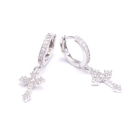 Cross Drop Moissanite Earrings 14K Gold 1