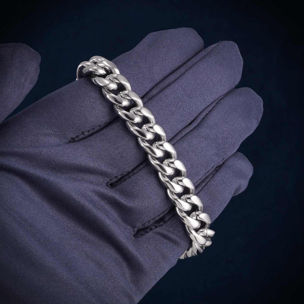 Cuban Link Bracelet with Iced Clasp 14K Gold hand 12MM