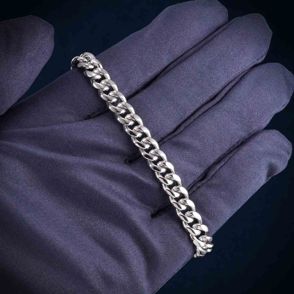 Cuban Link Bracelet with Iced Clasp 14K Gold hand 8MM