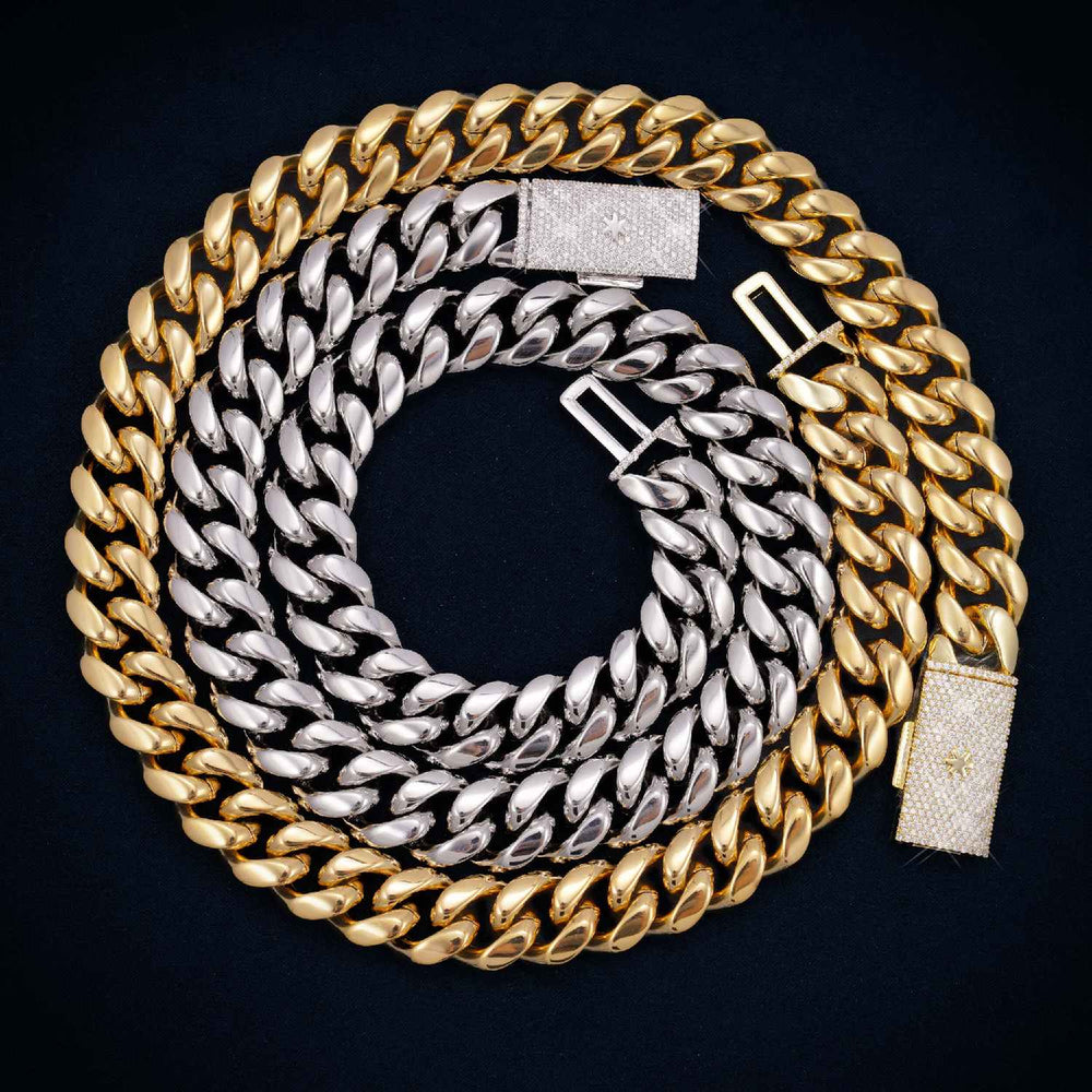 Cuban Link Chain with Iced Clasp 14K Gold icecartel ROUND