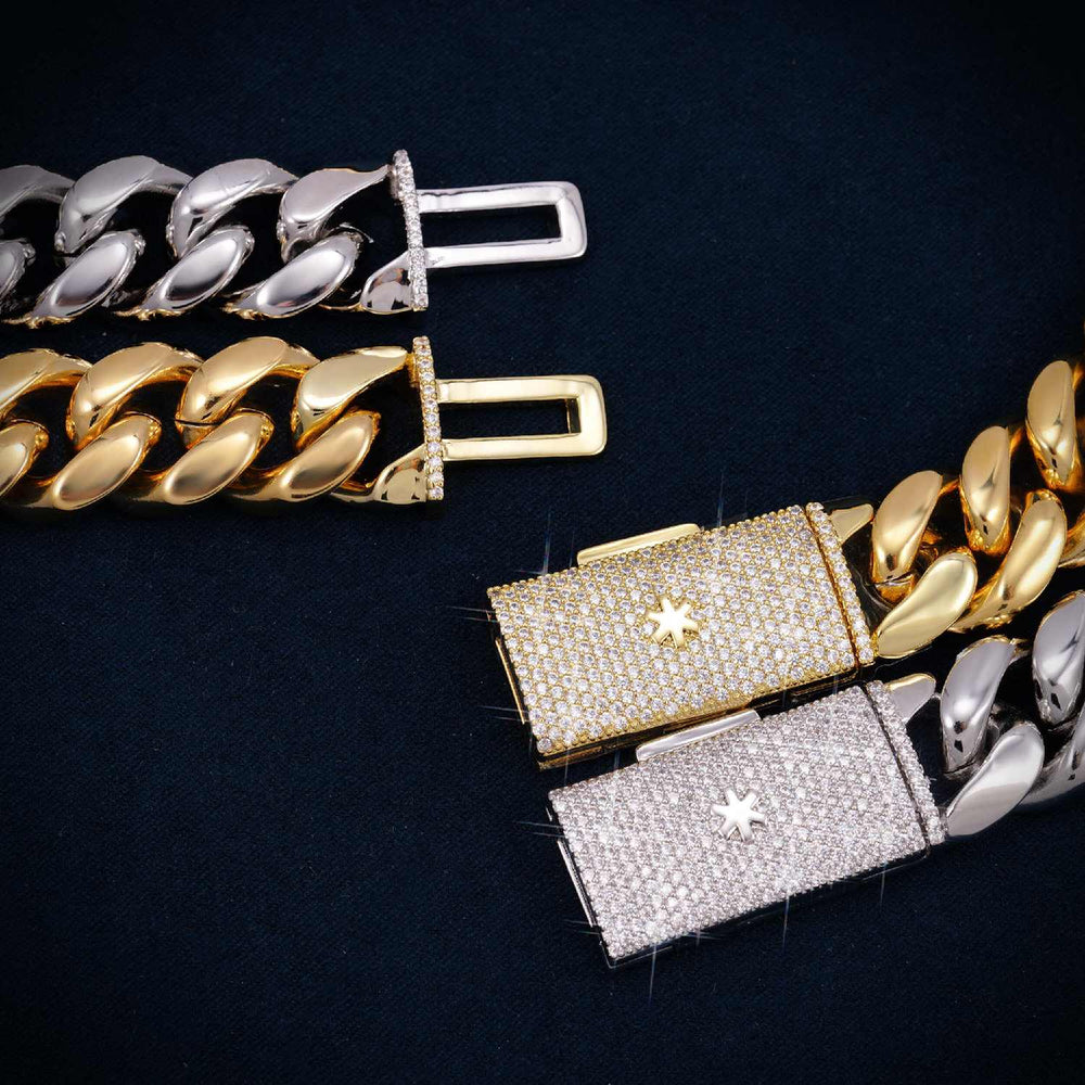 Cuban Link Chain with Iced Clasp 14K Gold icecartel clasp