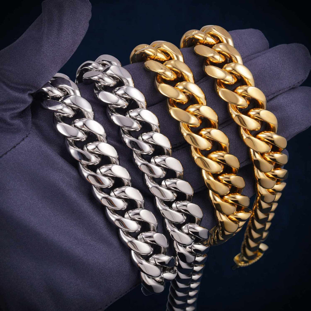 Cuban Link Chain with Iced Clasp 14K Gold icecartel hand