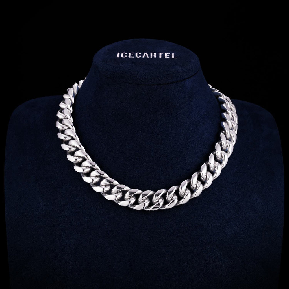 Cuban Link Chain with Iced Clasp 14K Silver Gold icecartel 18MM