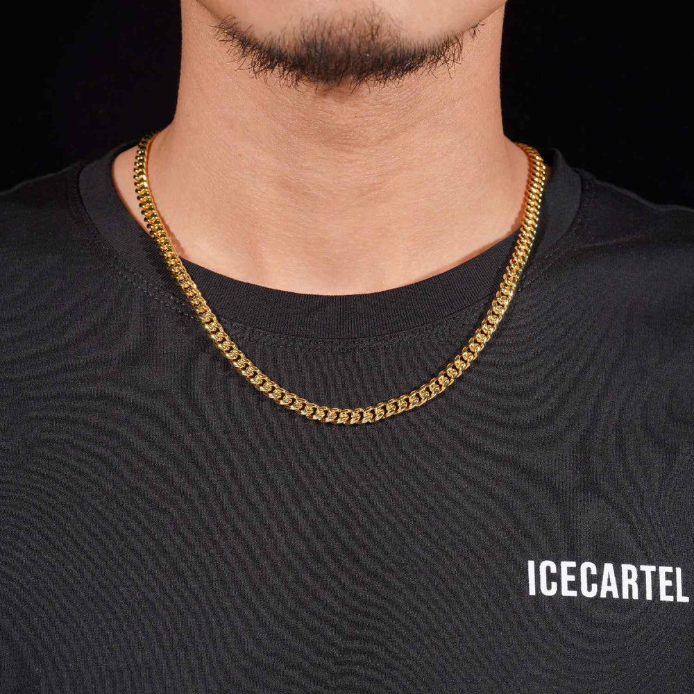 Cuban Link Chain with Iced Clasp 14K Yellow Gold icecartel 6MM model