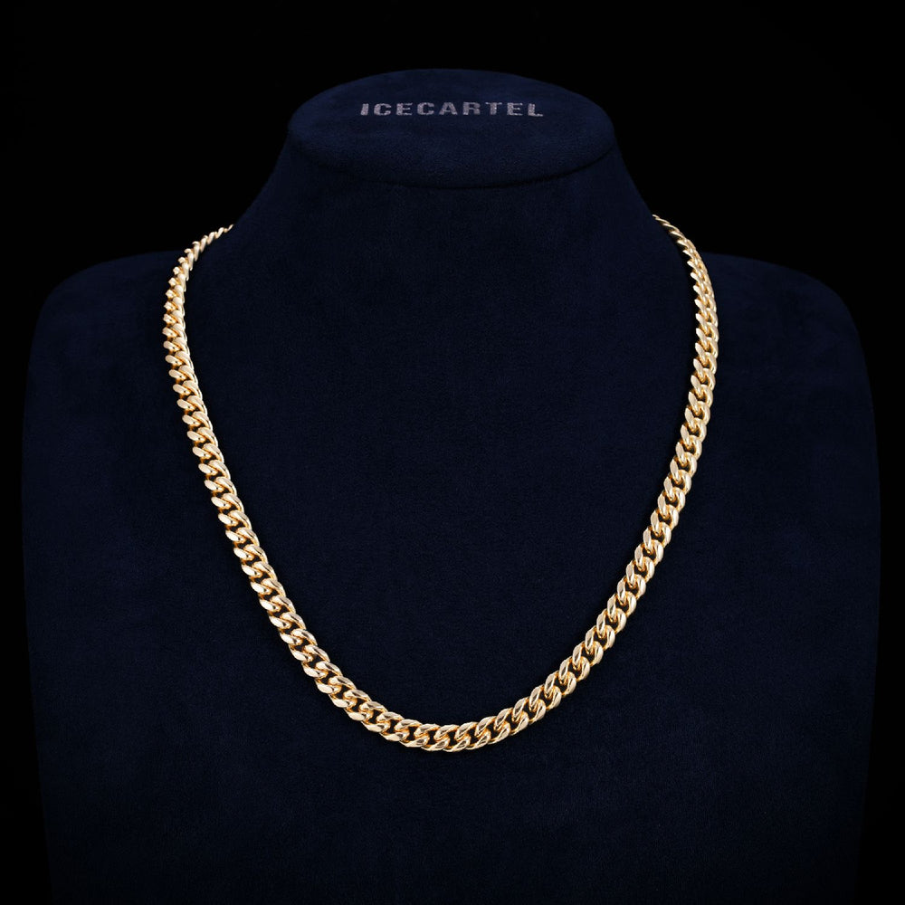 Cuban Link Chain with Iced Clasp 14K Yellow Gold icecartel 8MM