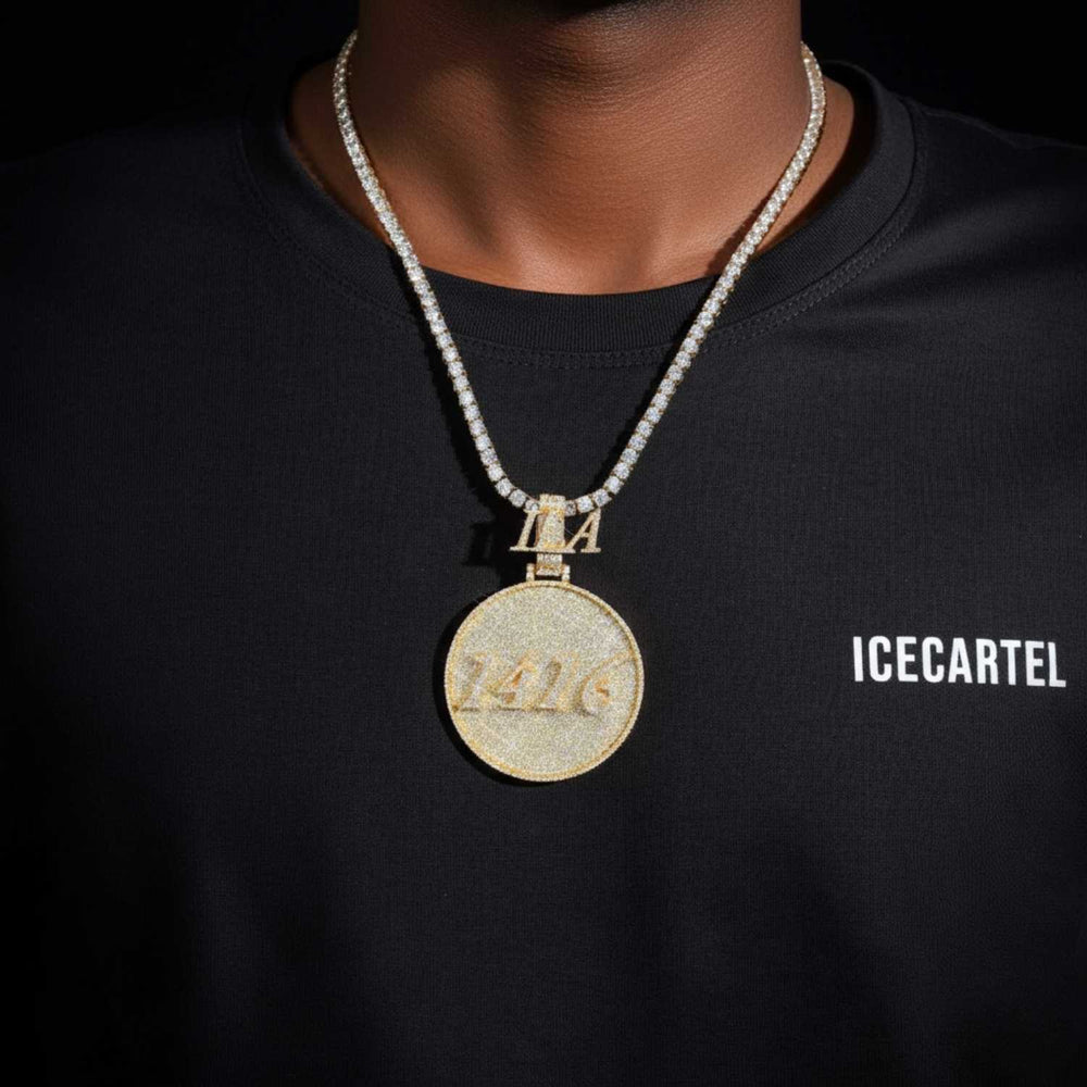 Custom 1416 Moissanite Circle Pendant 14K Gold icecartel model 1