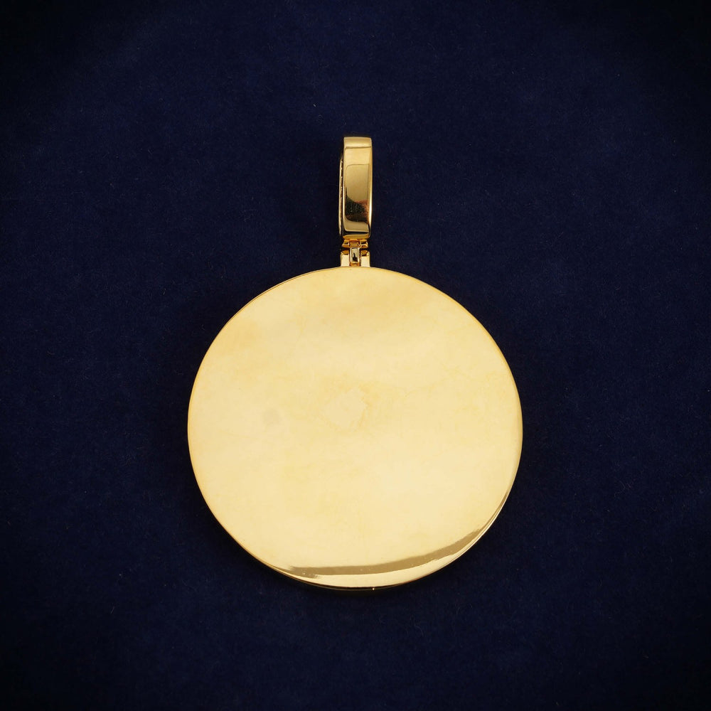 Custom B Moissanite Circle Pendant 14K Gold icecartel back