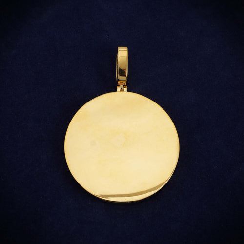 Custom B Moissanite Circle Pendant 14K Gold icecartel back