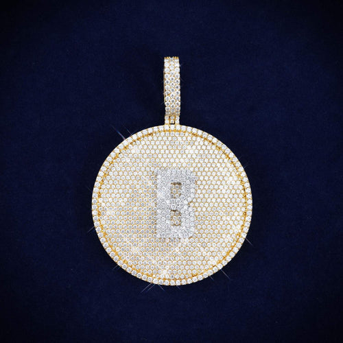 Custom B Moissanite Circle Pendant 14K Gold icecartel main