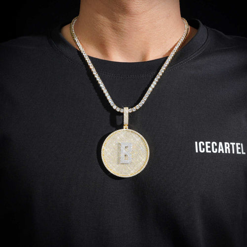 Custom B Moissanite Circle Pendant 14K Gold icecartel model
