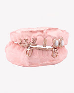 Custom Cross Opal Moissanite Grillz - Rose Gold