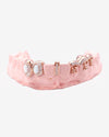 Custom Cross Opal Moissanite Grillz - Rose Gold