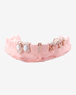 Custom Cross Opal Moissanite Grillz - Rose Gold