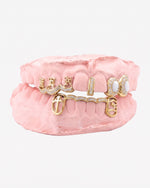 Custom Cross Opal Moissanite Grillz - Yellow Gold