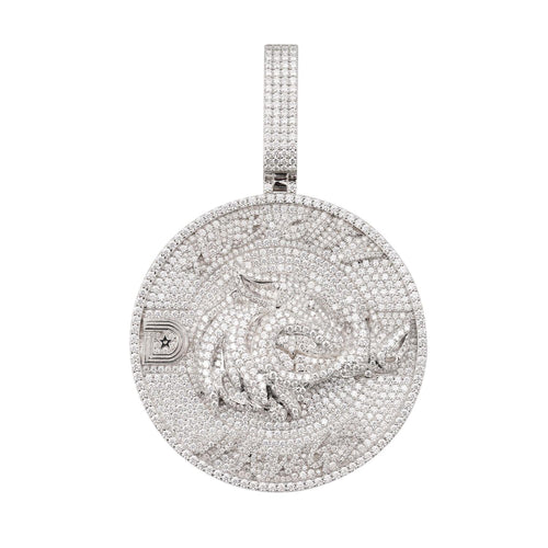 Custom HUB CITY Moissanite Circle Pendant 14K Gold icecartel white