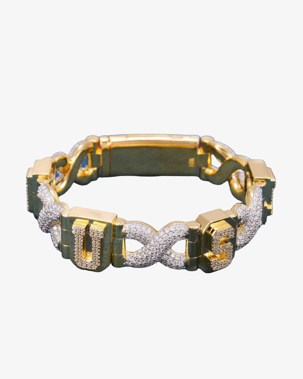 Custom Letters Moissanite Infinity Link Bracelet 14K Gold 1