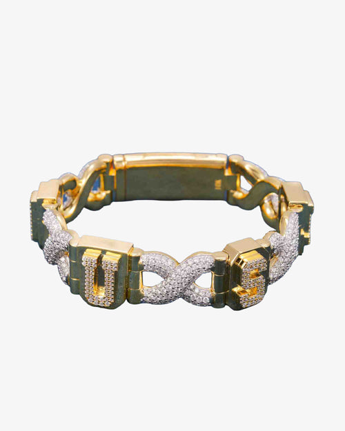 Custom Letters Moissanite Infinity Link Bracelet 14K Gold 1