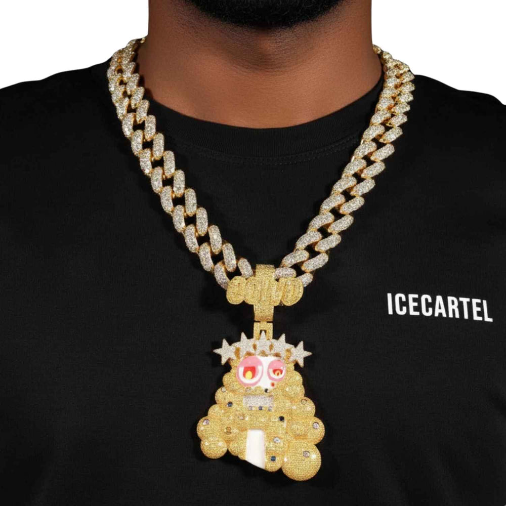 Custom Moissanite 3D Cartoon Pendant 14K Gold model