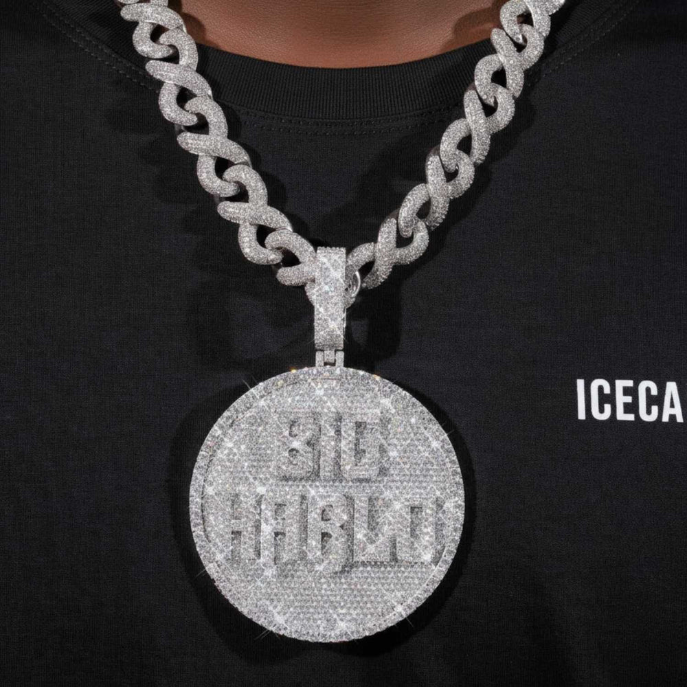 Custom Moissanite BIGHARLO Circle Pendant 14K Gold ICECARTEL model11