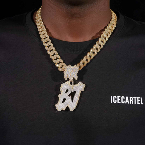 Custom Moissanite BJ Pendant 14K Gold icecartel model1