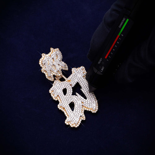 Custom Moissanite BJ Pendant 14K Gold icecartel test