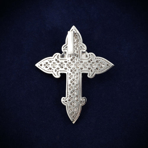 Custom Moissanite Blessed Cross Pendant 14K Gold icecartel back