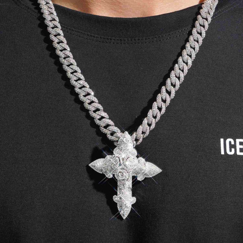 Custom Moissanite Blessed Cross Pendant 14K Gold icecartel model
