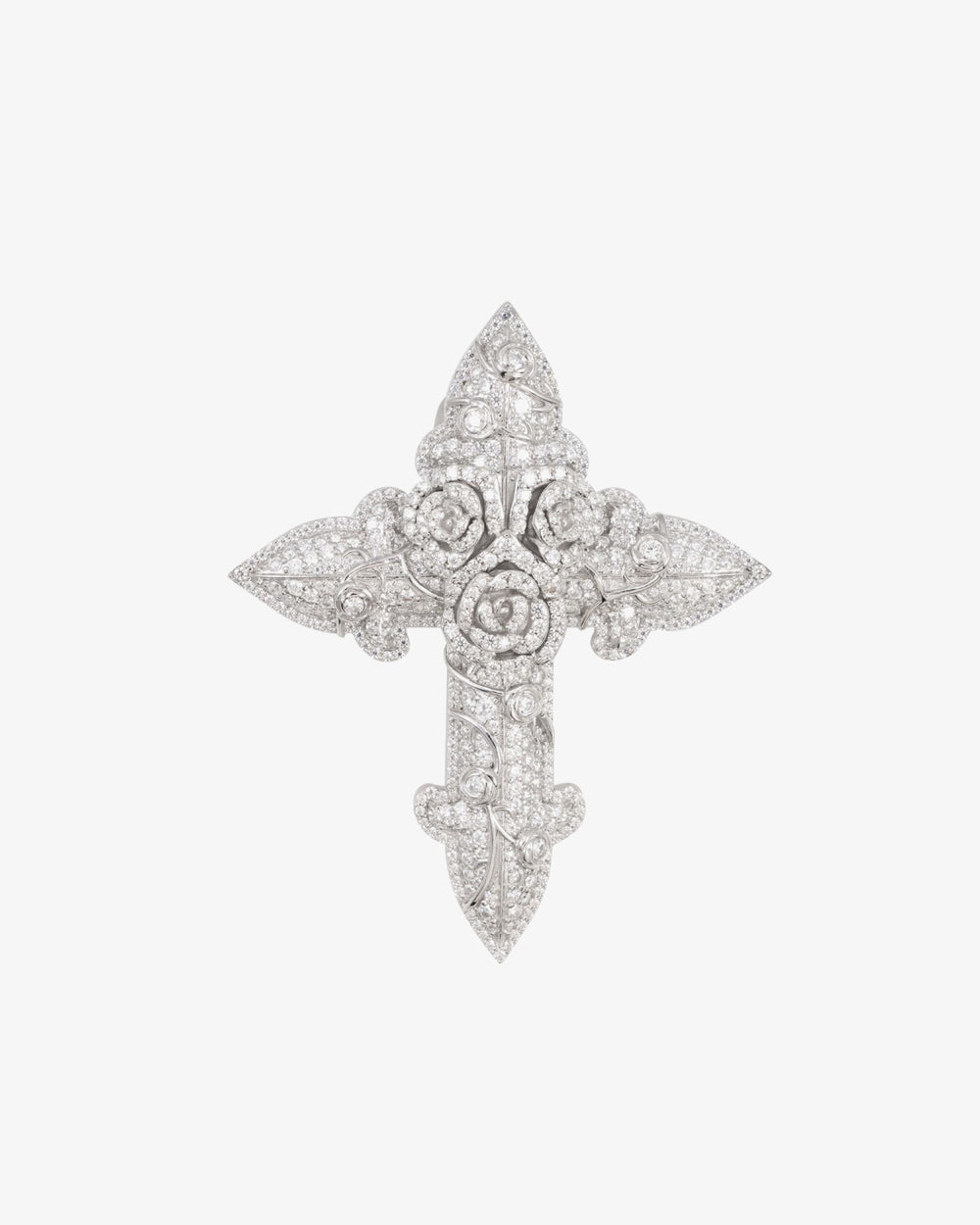 Custom Moissanite Blessed Cross Pendant 14K Gold icecartel white