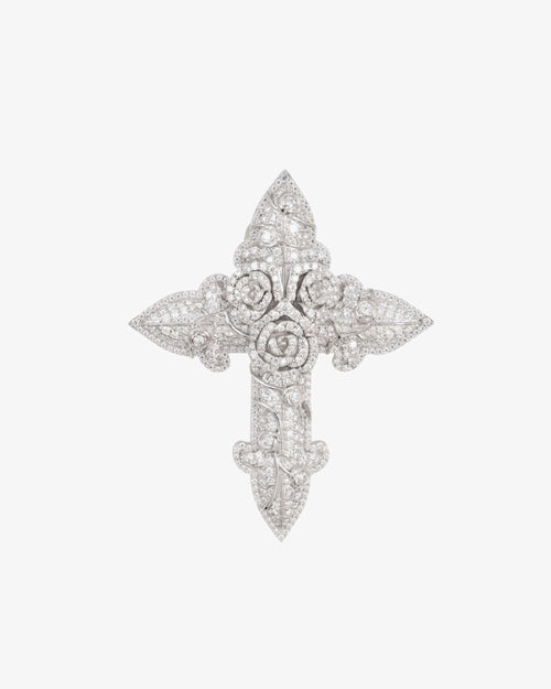 Custom Moissanite Blessed Cross Pendant 14K Gold icecartel white