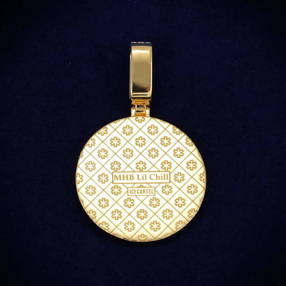 Custom Moissanite Circle MONEY HABBITS Pendant 14K Gold ICECARTEL BACK