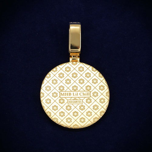 Custom Moissanite Circle MONEY HABBITS Pendant 14K Gold ICECARTEL BACK