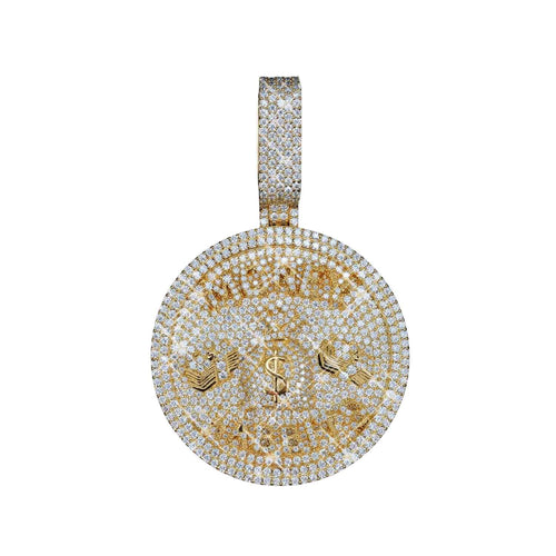 Custom Moissanite Circle MONEY HABBITS Pendant 14K Gold ICECARTEL MAIN1