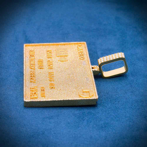 Custom Moissanite Credit Card Pendant 14K Yellow Gold 5