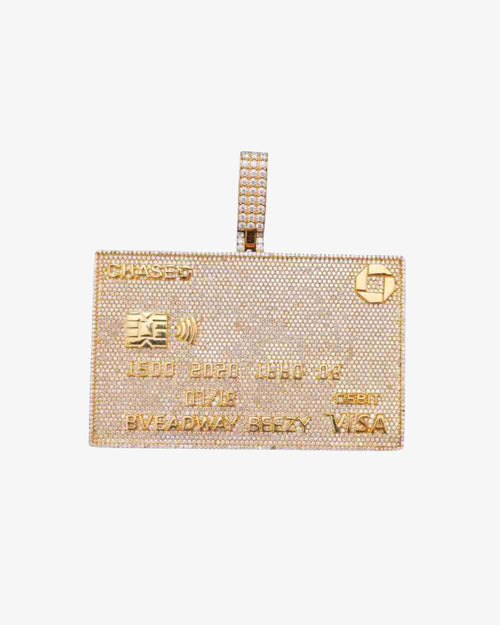 Custom Moissanite Credit Card Pendant 14K Yellow Gold icecartel