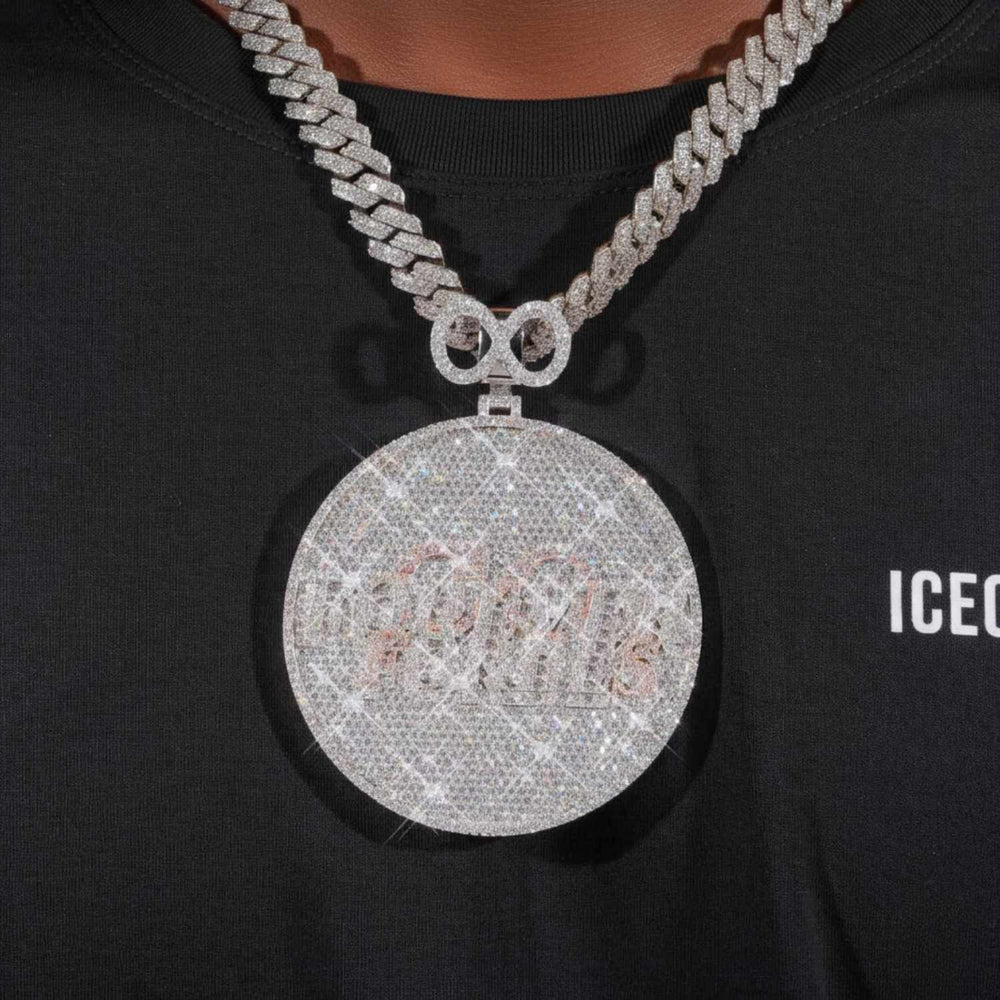 Custom Moissanite Eternity Circle Pendant 14k Gold Icecartel model1