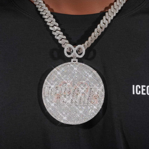 Custom Moissanite Eternity Circle Pendant 14k Gold Icecartel model1