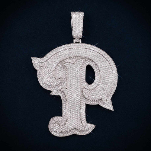 Custom Moissanite Letter P Pendant 14K Gold icecartel main