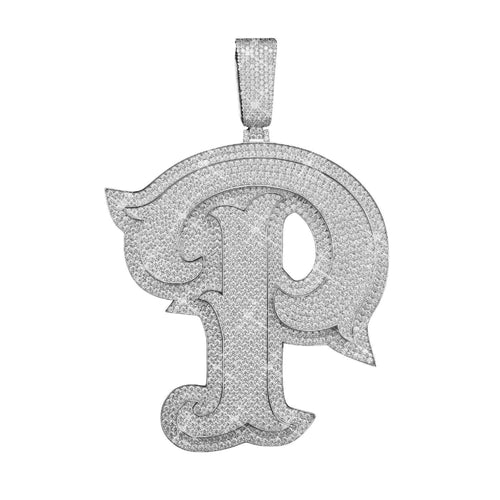Custom Moissanite Letter P Pendant 14K Gold icecartel main1