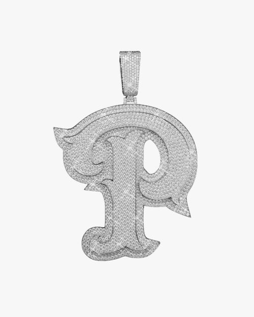 Custom Moissanite Letter P Pendant 14K Gold icecartel main1