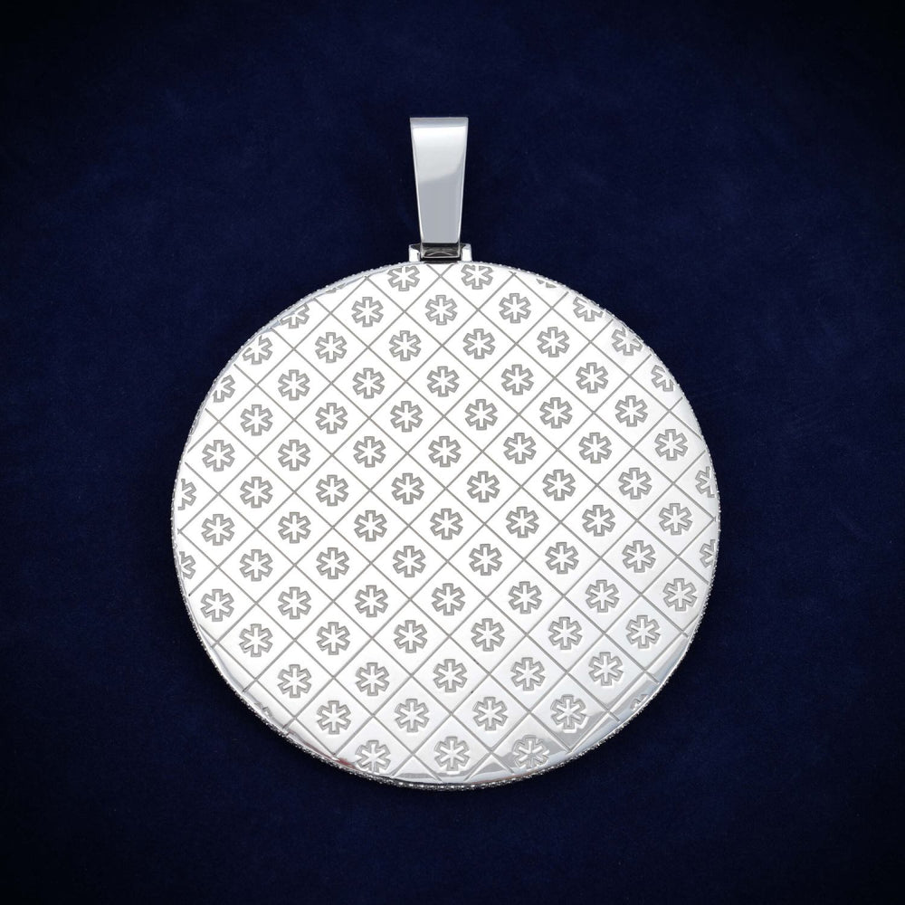 Custom WORLD Moissanite Circle Pendant 14K Gold ICECARTEL back
