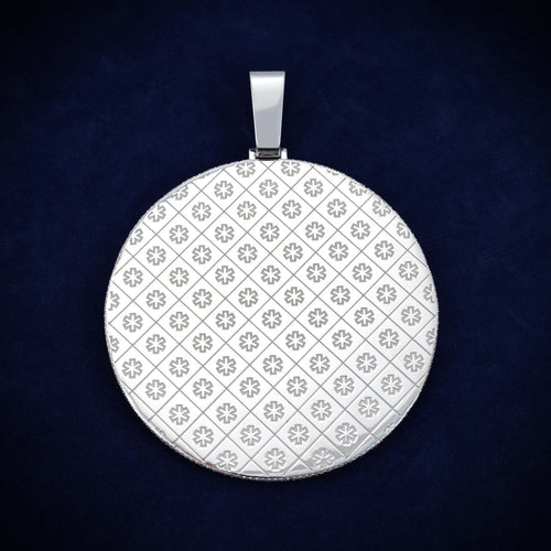 Custom WORLD Moissanite Circle Pendant 14K Gold ICECARTEL back