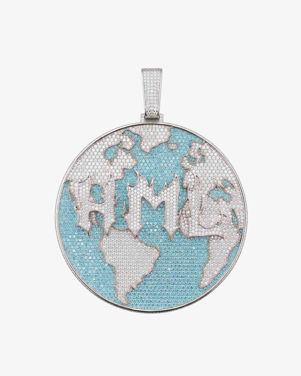 Custom WORLD Moissanite Circle Pendant 14K Gold ICECARTEL white