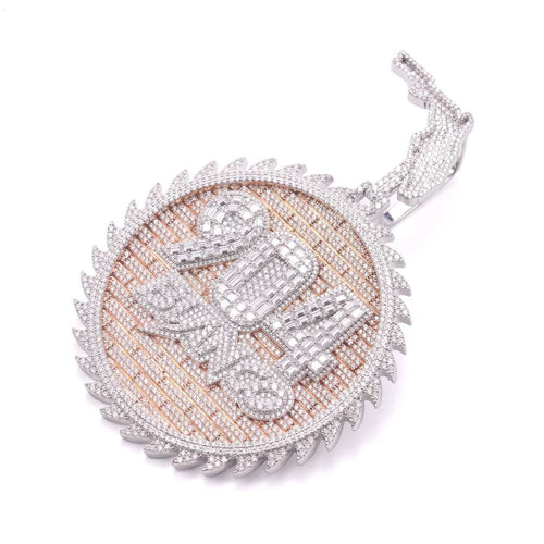 Custom moissanite circle pendant rose gold 3