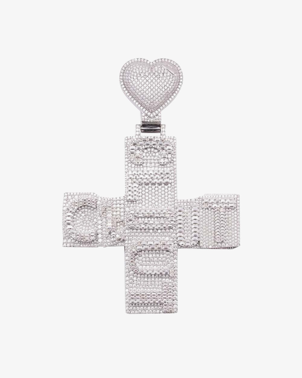 Custom moissanite cross pendant with heart bail 2