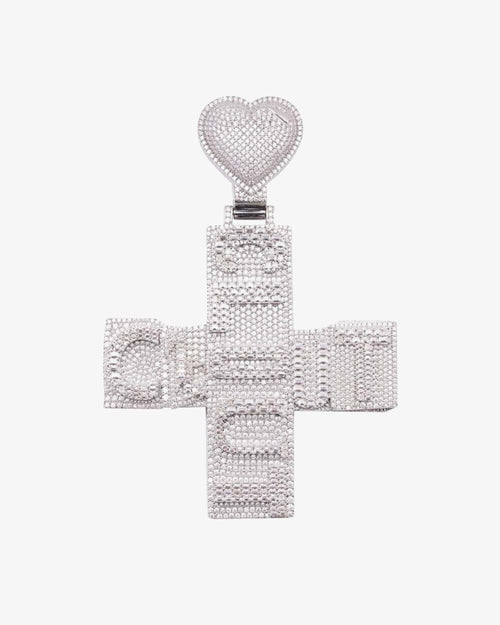 Custom moissanite cross pendant with heart bail 2