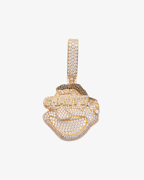 Custom moissanite logo pendant yellow gold ghanti 2